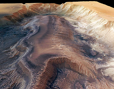 Hebes Chasma perspective view from Mars Express.